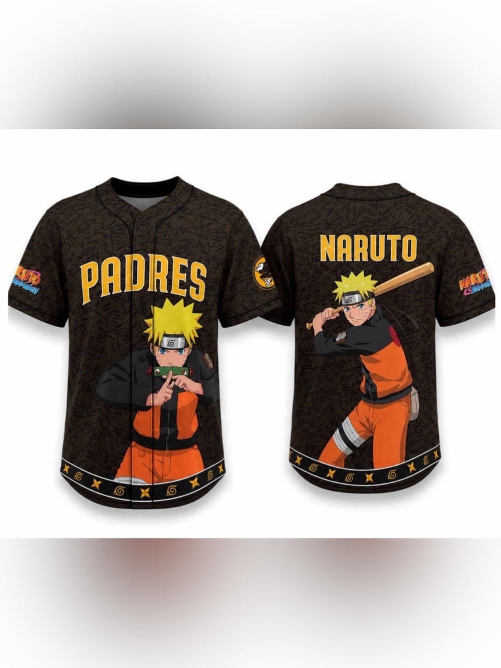 PADRES x Naruto Kids Baseball Jersey - Brown & Yellow